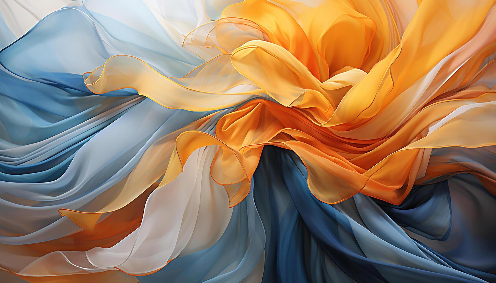 AI generated Abstract multi colored pattern, vibrant yellow silk, flowing wave, elegant beauty generated by AI photo