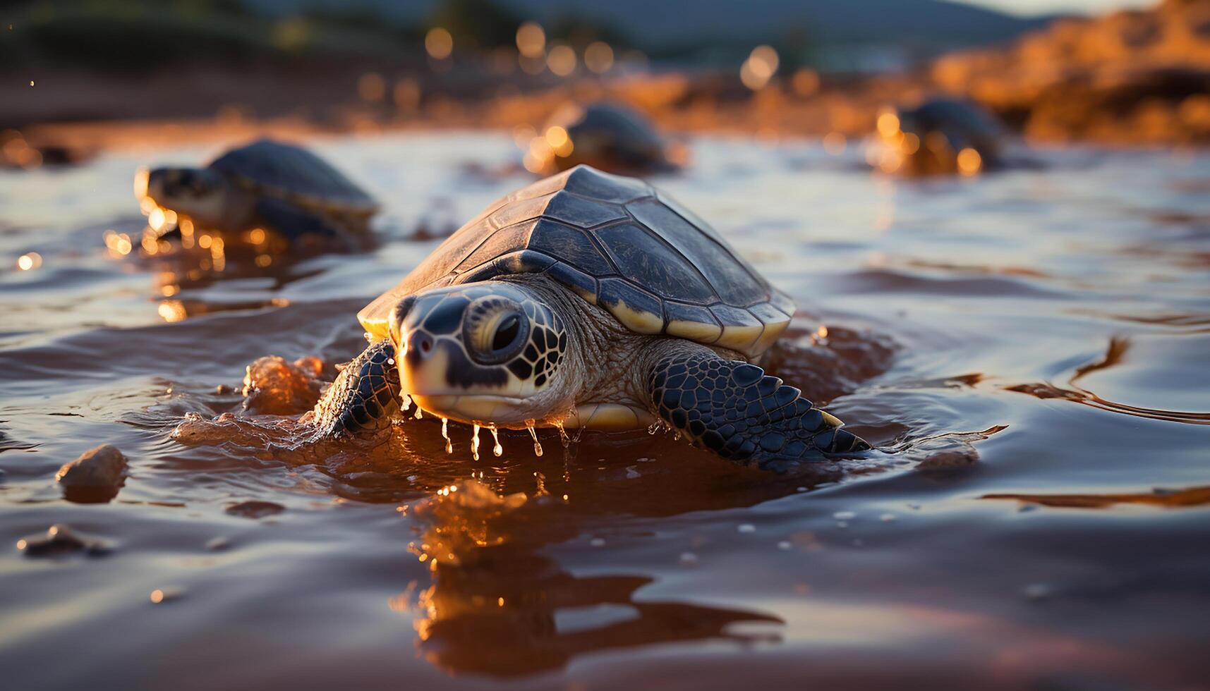 ai generado linda Tortuga nadando en tranquilo estanque, rodeado por naturaleza generado por ai foto