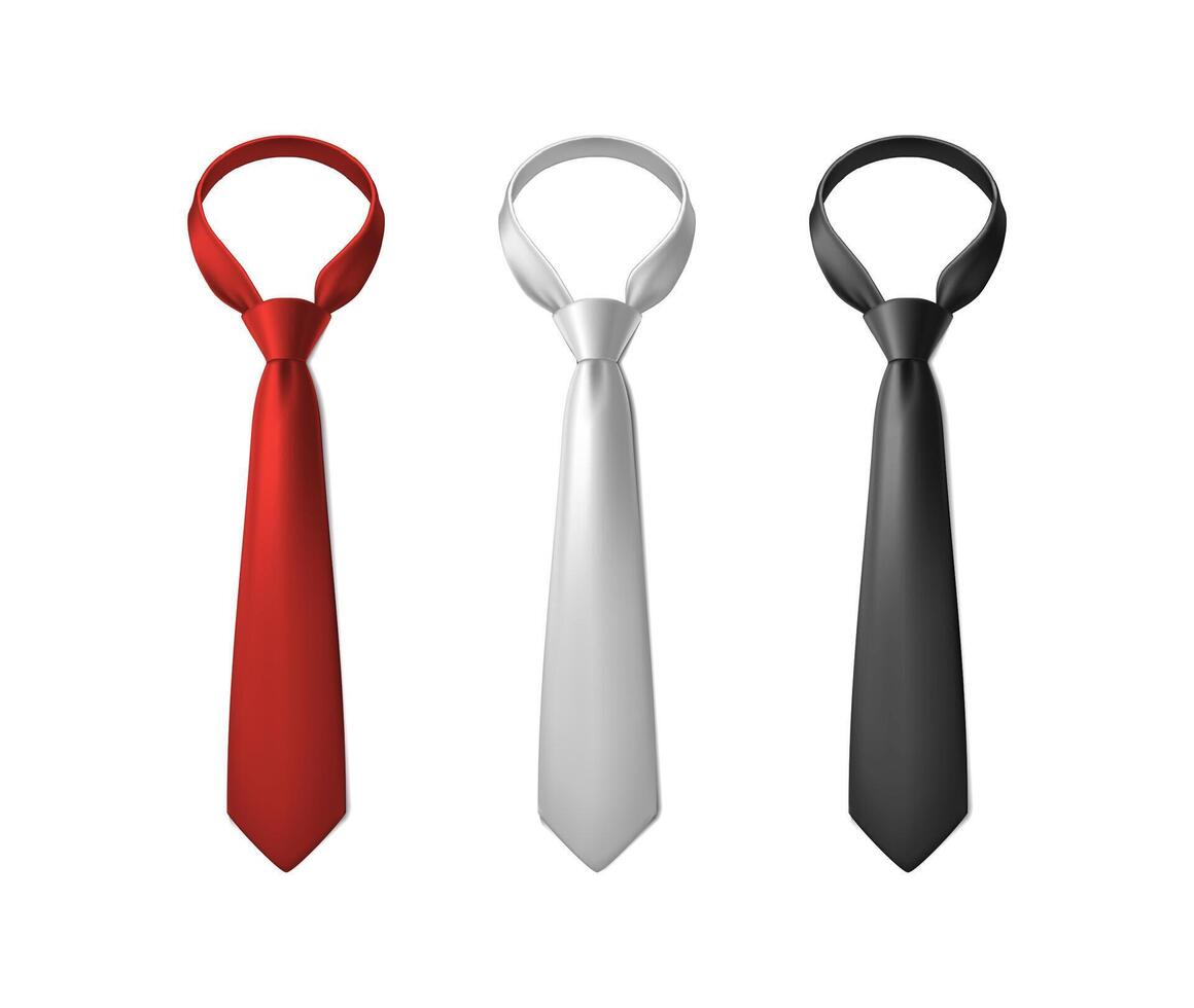red, black, white ties. Isolated on white background. vector