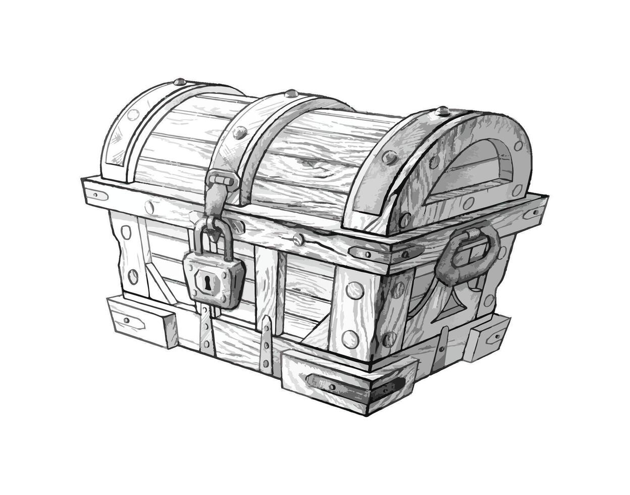 Hand drawn magic treasure chest. Isolated. vector