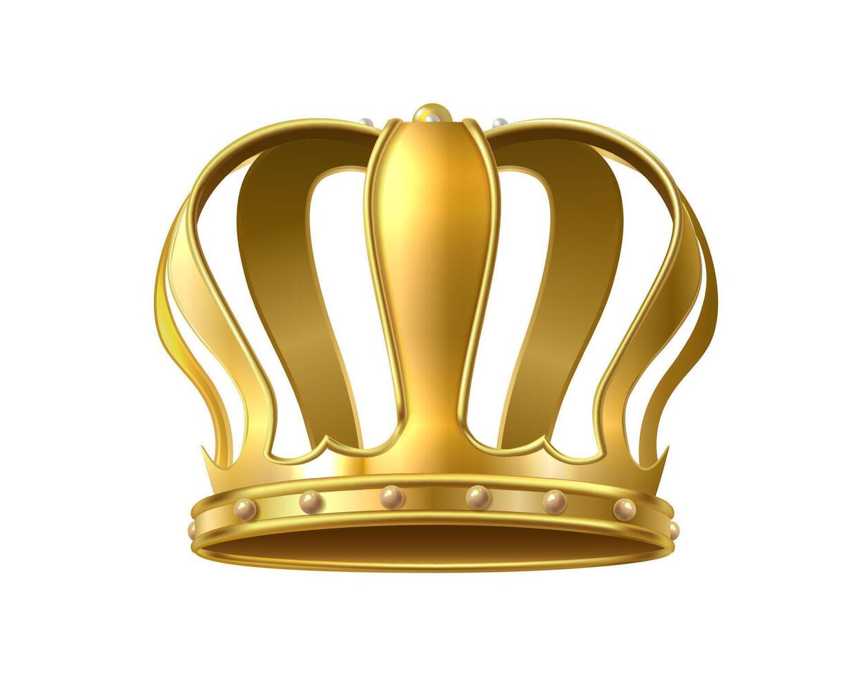 3d realistic vector icon. Golden king crown coronation monarchy symbol. Isolated on white background.
