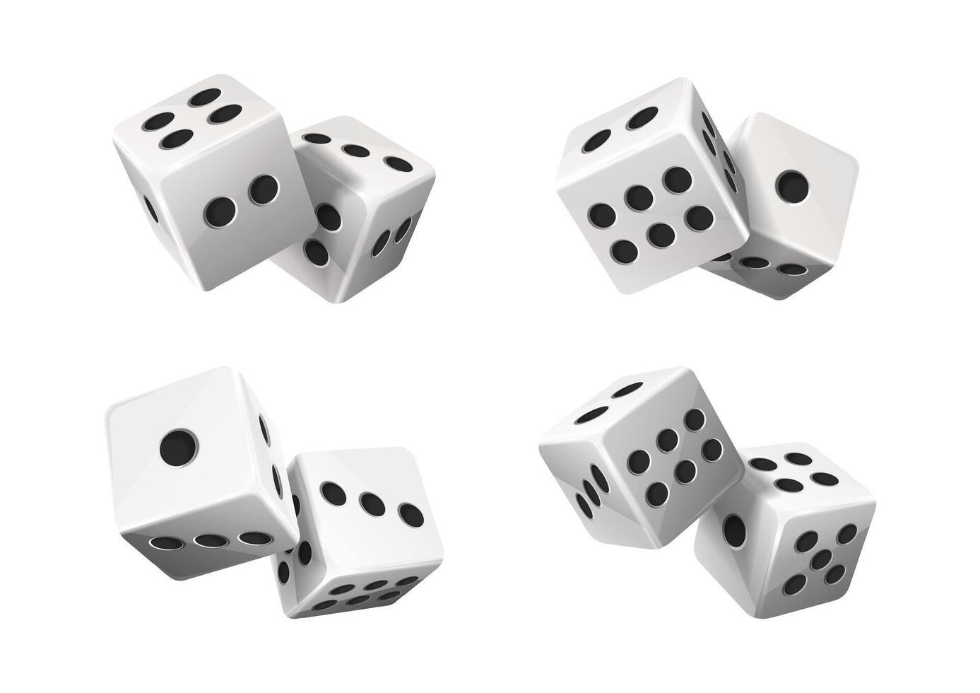 blanco póker dado con aleatorio números. 3d realista vector icono ilustración. aislado en blanco.