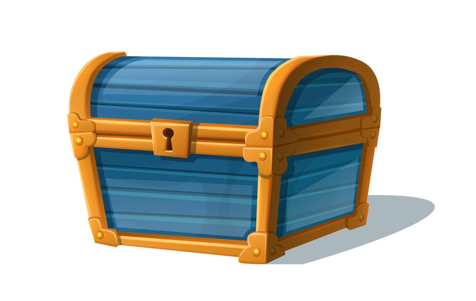 Vector cartoon style icon illustration. Pirate treasure chest open with gold coins and gems.