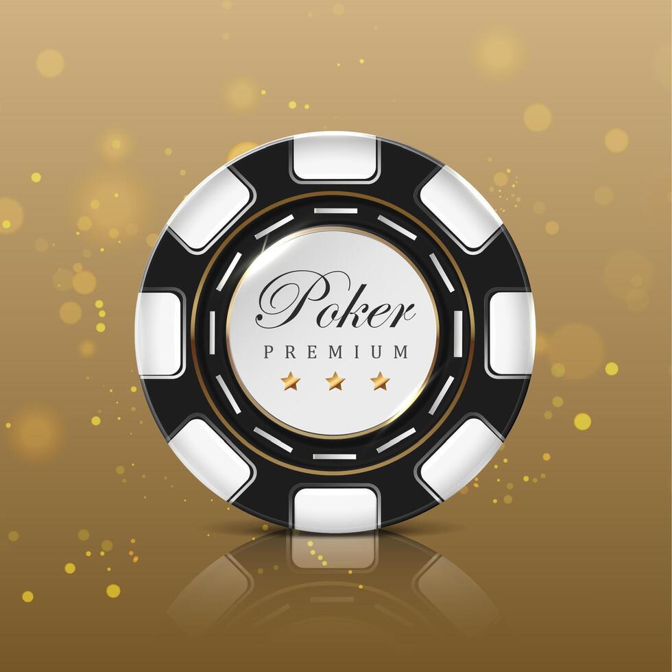 en línea casino póker chip en oro antecedentes. 3d realisitc vector icono ilustración.