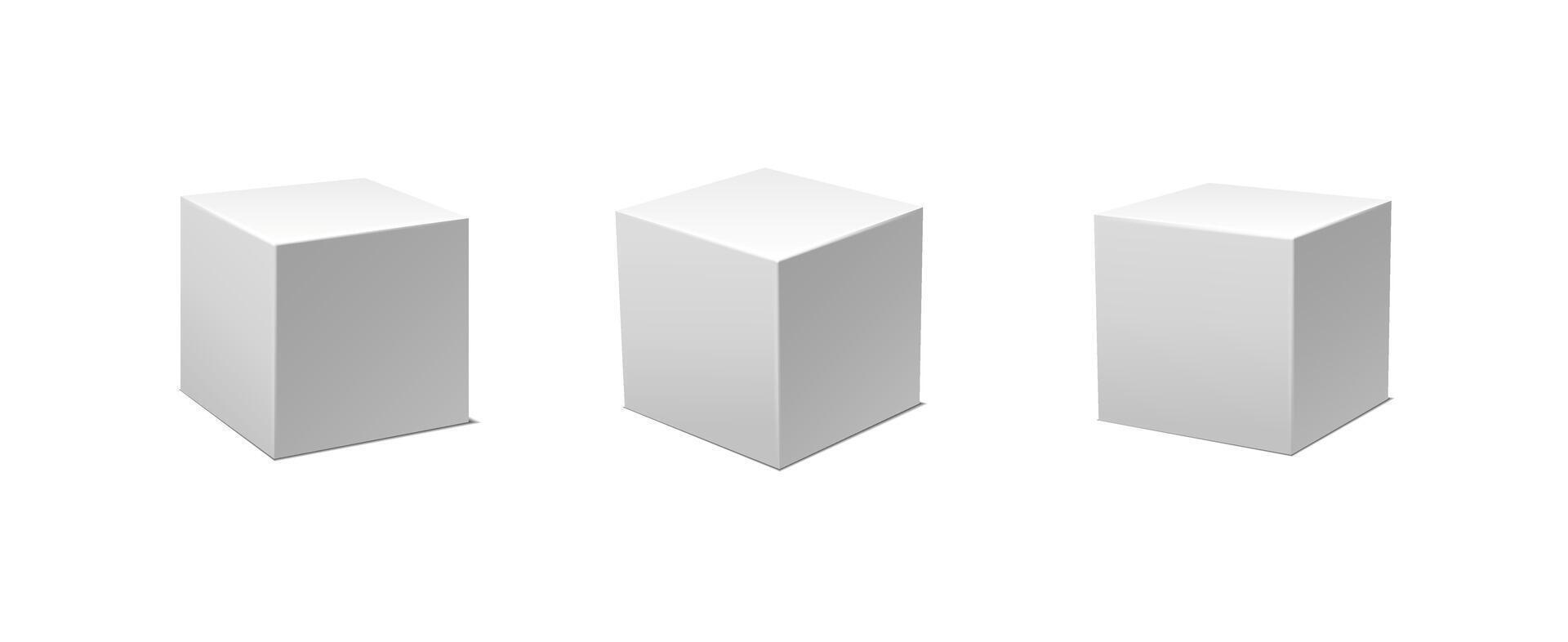 Vector icon. White cubes in different side views.