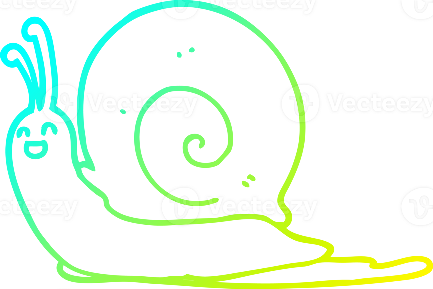 cold gradient line drawing of a cartoon snail png