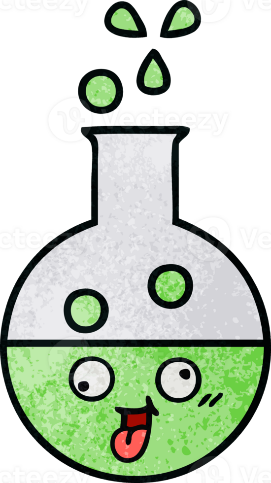 retro grunge texture cartoon of a test tube png