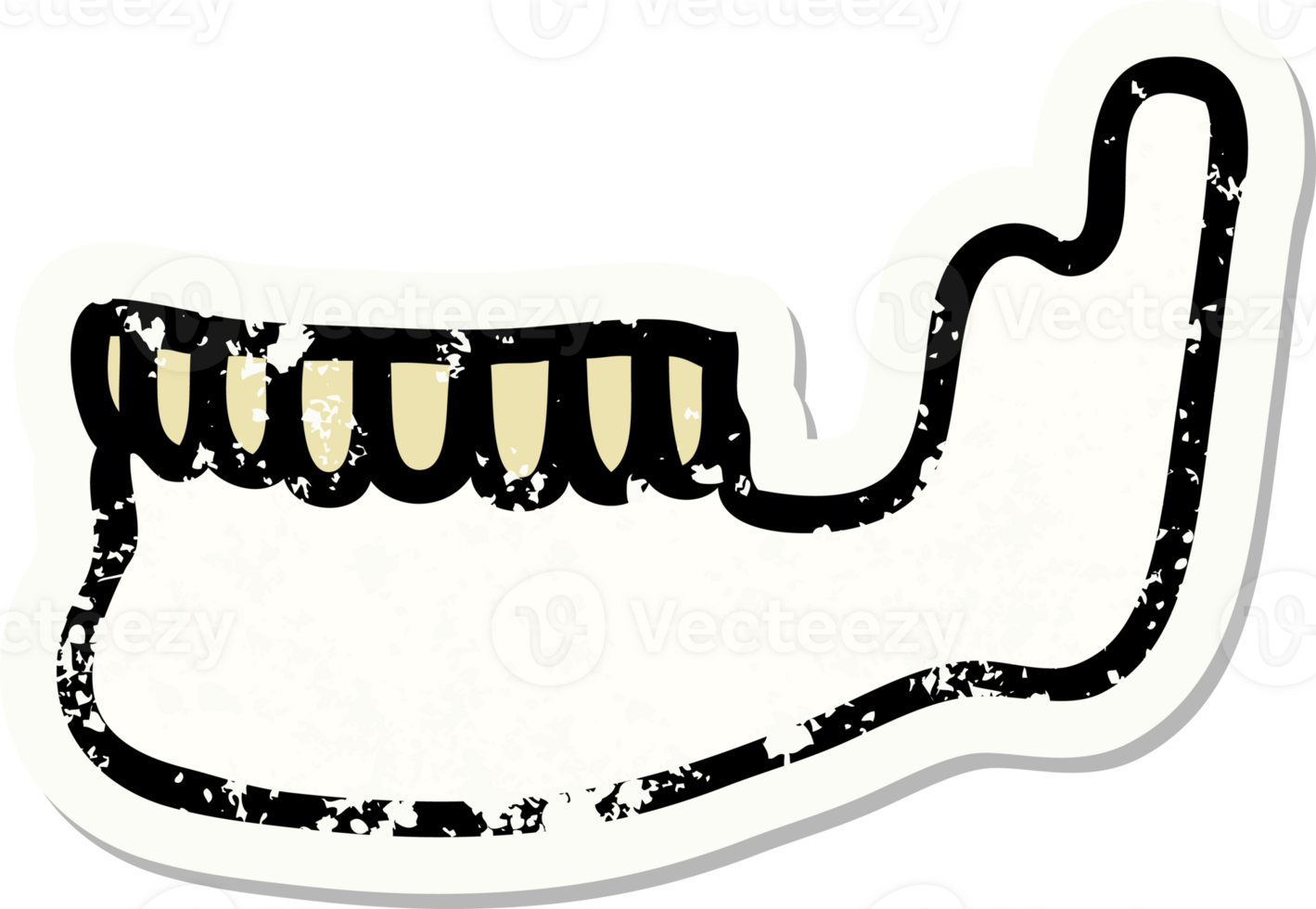 distressed sticker tattoo in traditional style of a skeleton jaw png