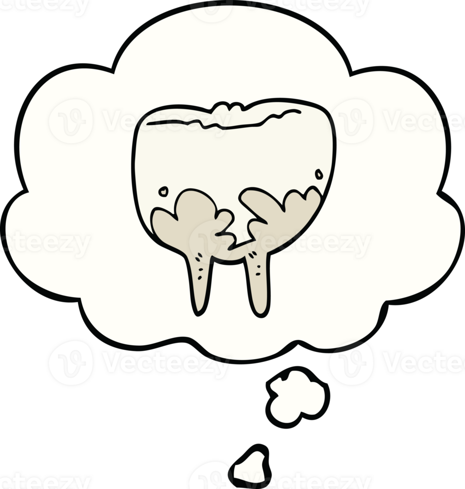 cartoon tooth with thought bubble png