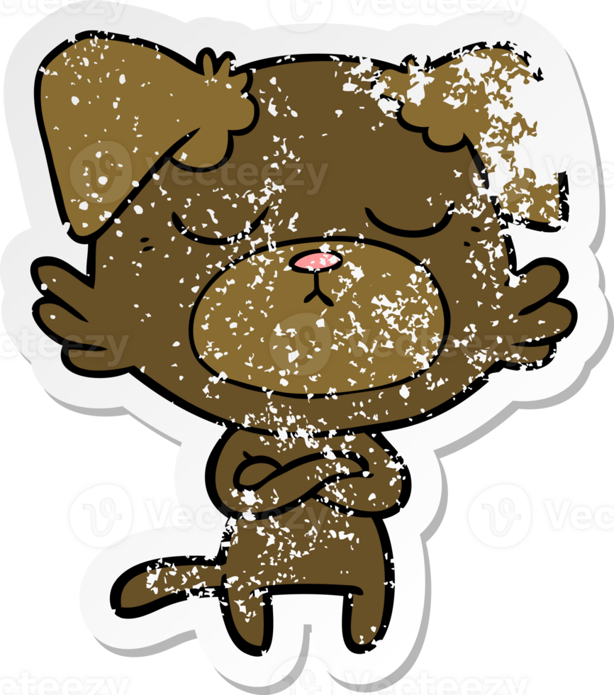 distressed sticker of a cute cartoon dog png