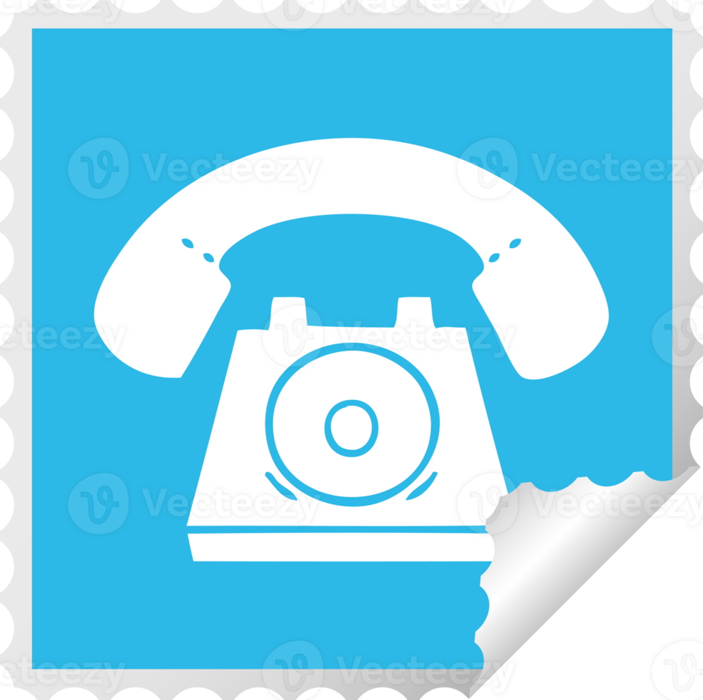 square peeling sticker cartoon old telephone png