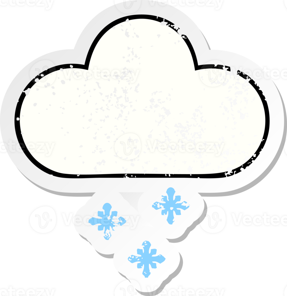 distressed sticker of a cute cartoon snow cloud png