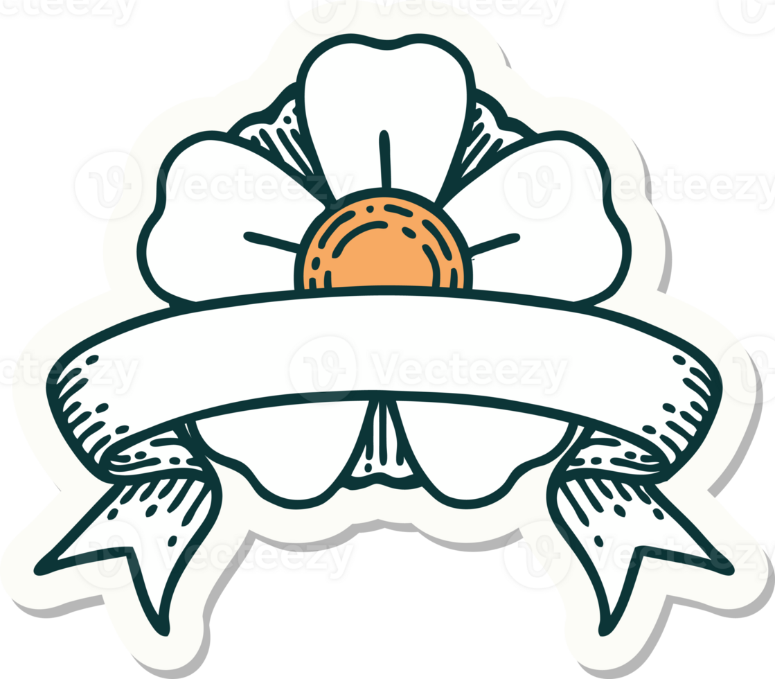 tattoo sticker with banner of a flower png
