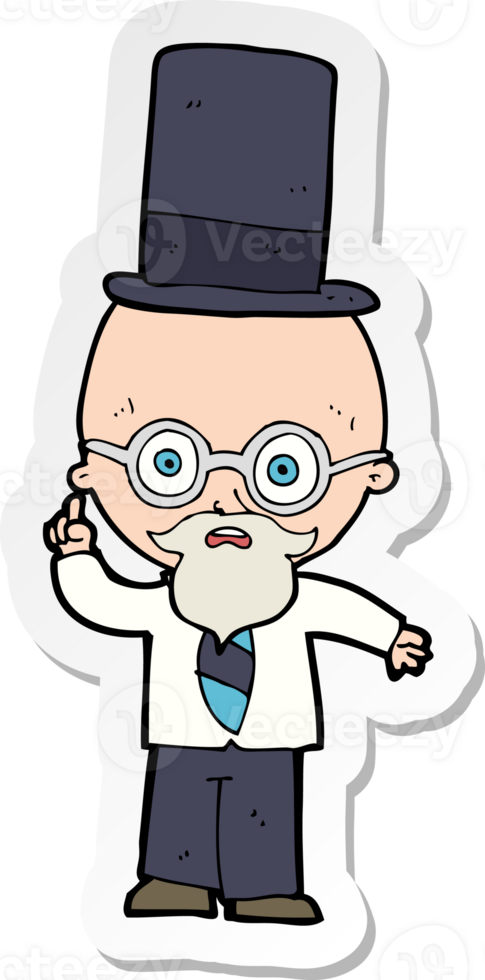 sticker of a cartoon man wearing top hat png