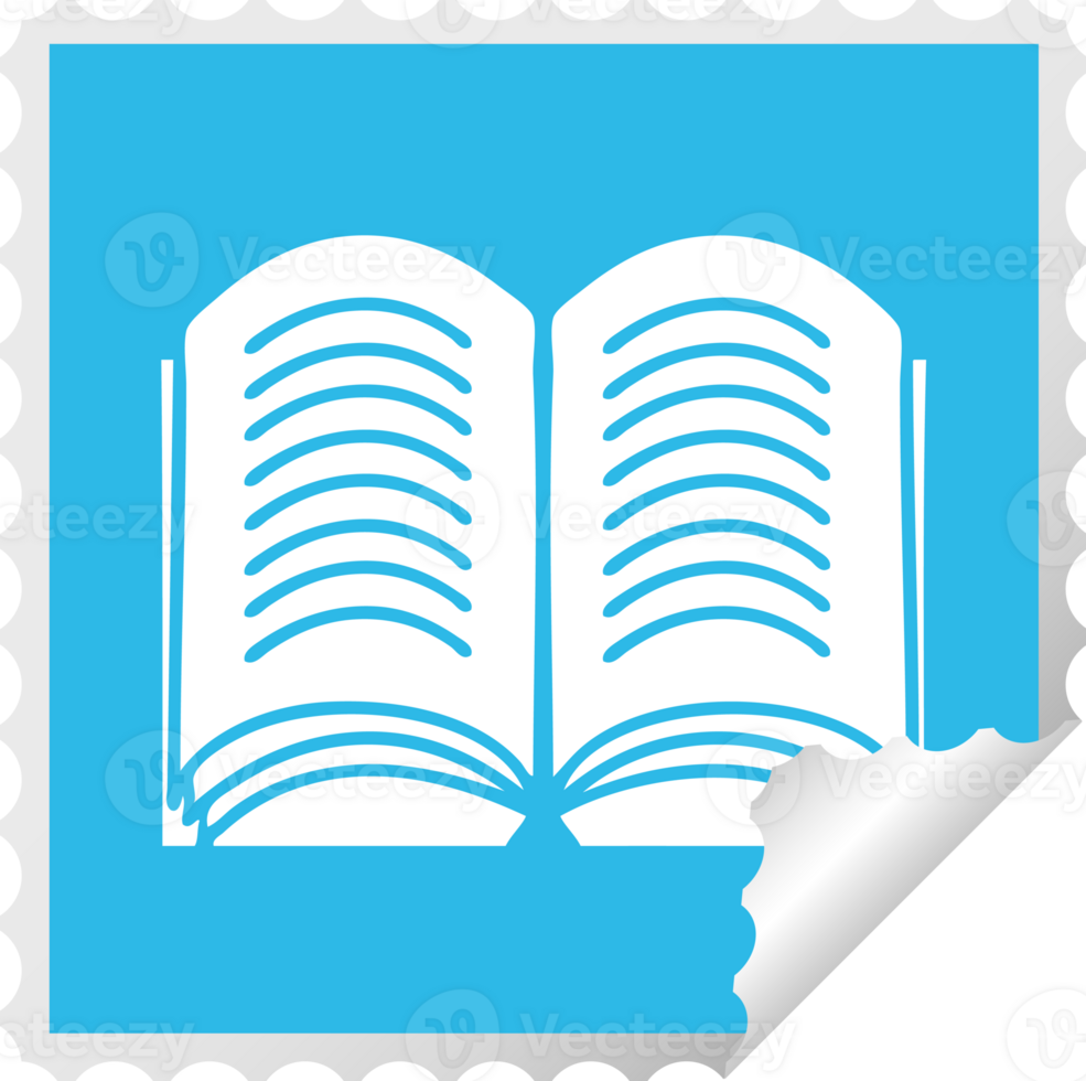 square peeling sticker cartoon open book png