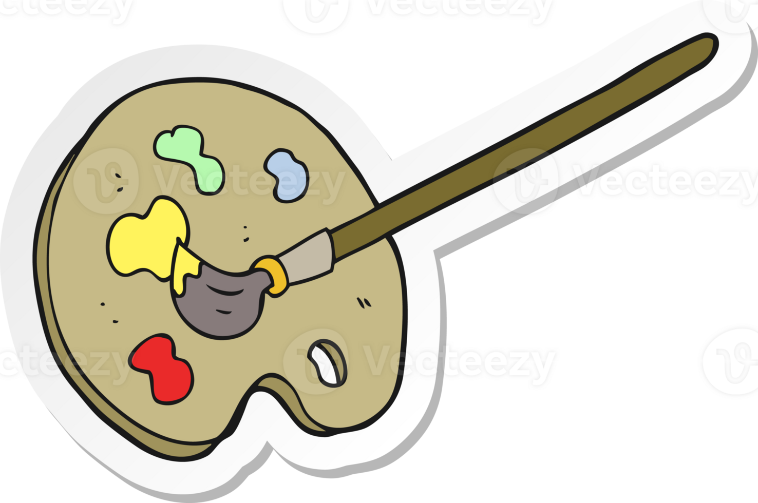sticker of a cartoon artist palette png