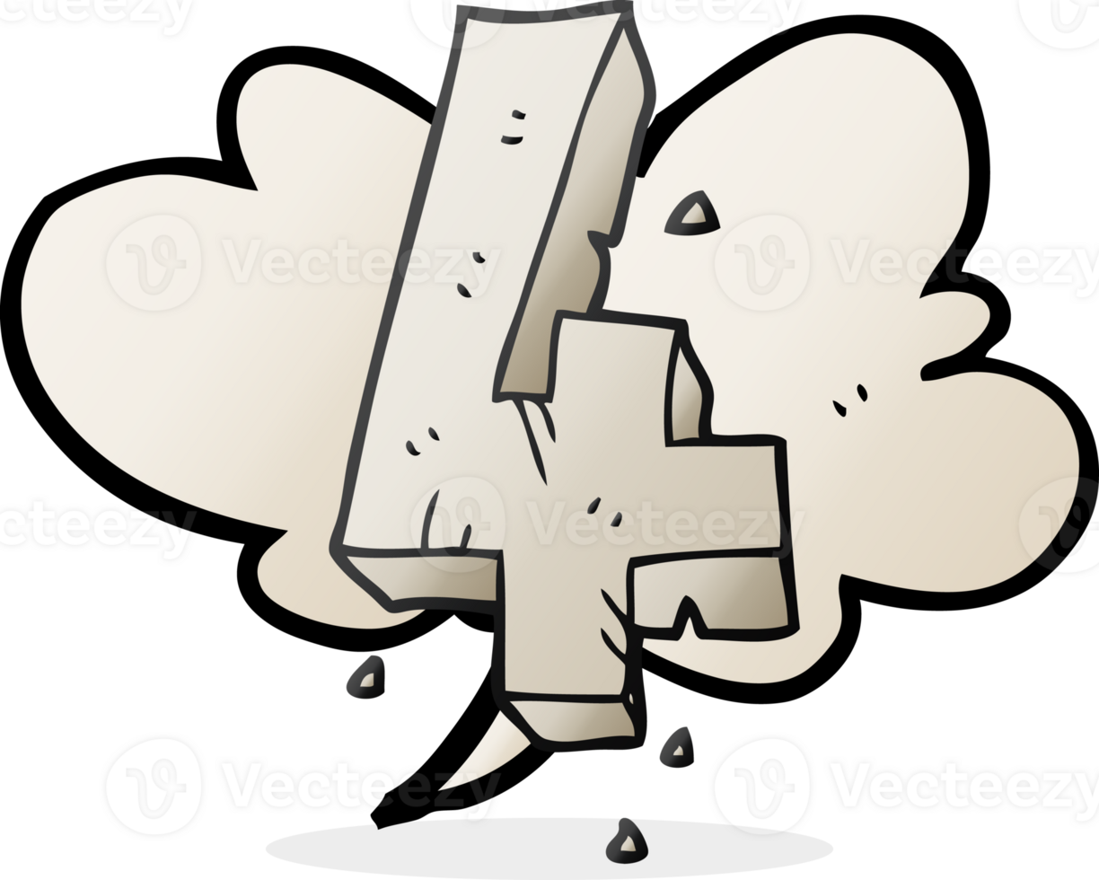 speech bubble cartoon stone number four png