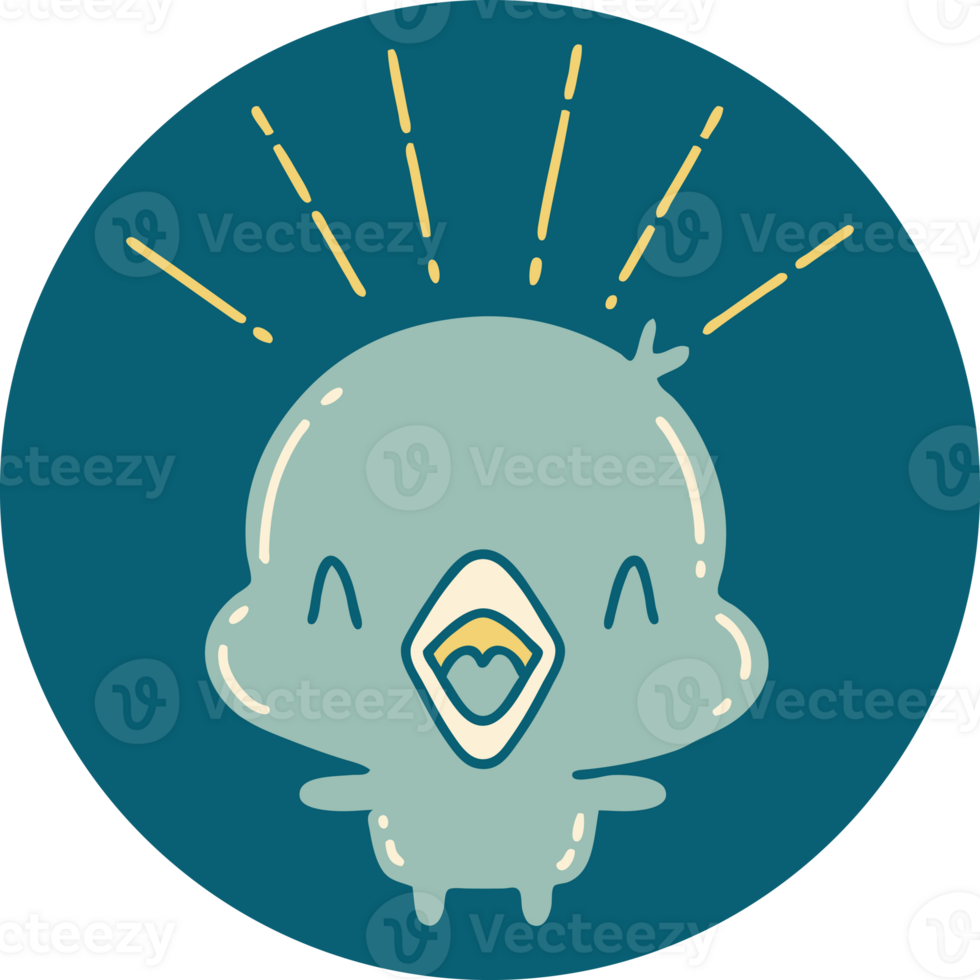 icon of tattoo style singing chick png