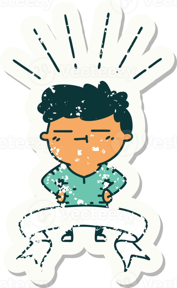 grunge sticker of tattoo style happy man png