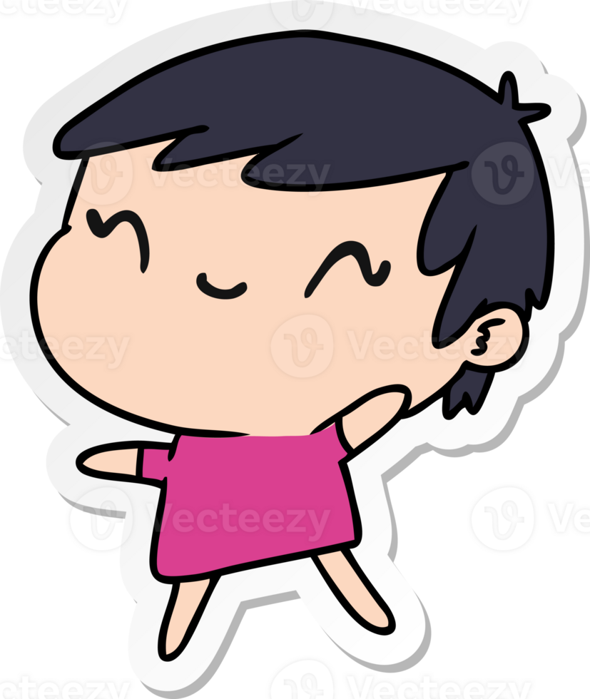 sticker cartoon of a cute kawaii girl png