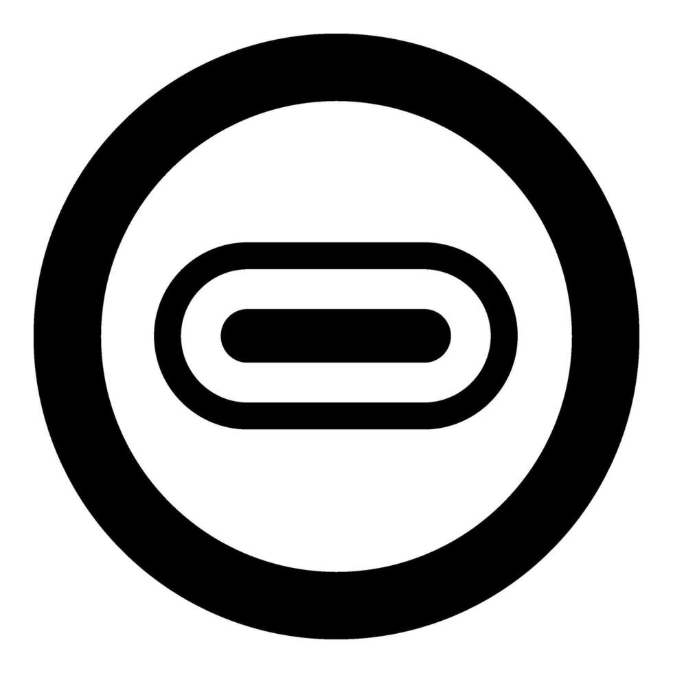 USB tipo C rayo interfaz relámpago Puerto enchufe conector icono en circulo redondo negro color vector ilustración imagen sólido contorno estilo