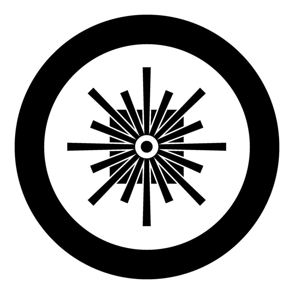 Optic connector port fiber cable laser beam icon in circle round black color vector illustration image solid outline style