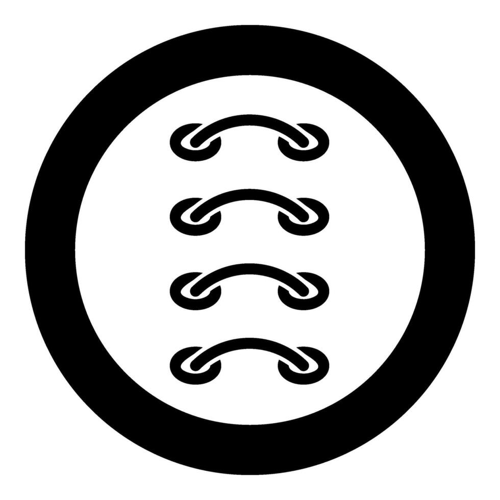 Cross stitching sew darning-stitch stalks of the threads insertion sewing sramps connect fabric Surgical seams Rough seam patch suture icon in circle round black color vector illustration image solid