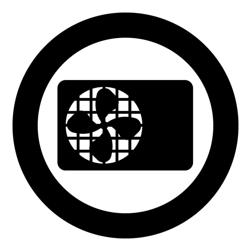 Air conditioner fan equipment system icon in circle round black color vector illustration image solid outline style