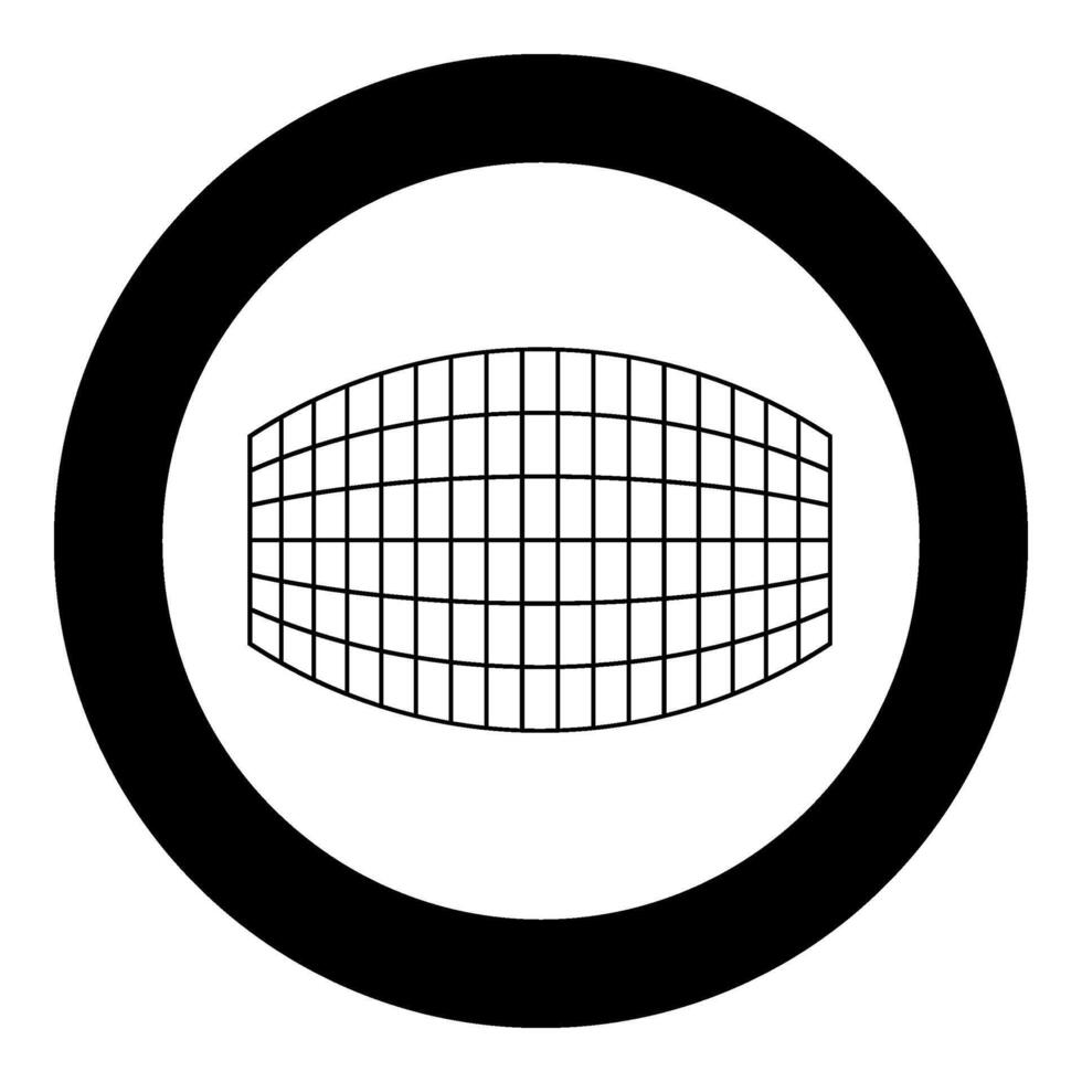 Rectangle in projection grid checkered icon in circle round black color vector illustration image solid outline style