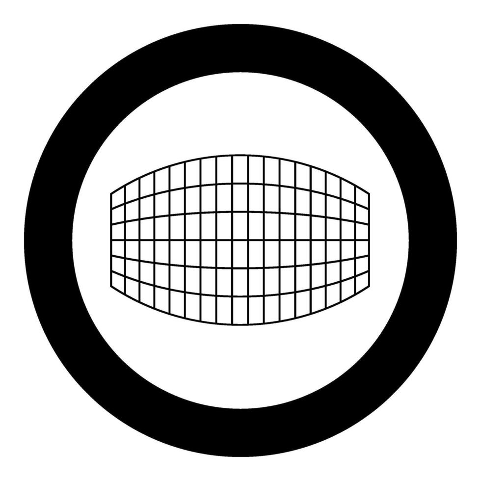 Rectangle in projection grid checkered icon in circle round black color vector illustration image solid outline style