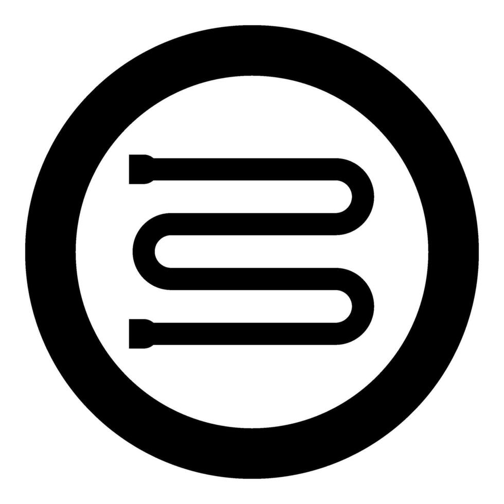 Heated towel rail dryer bathroom equipment icon in circle round black color vector illustration image solid outline style
