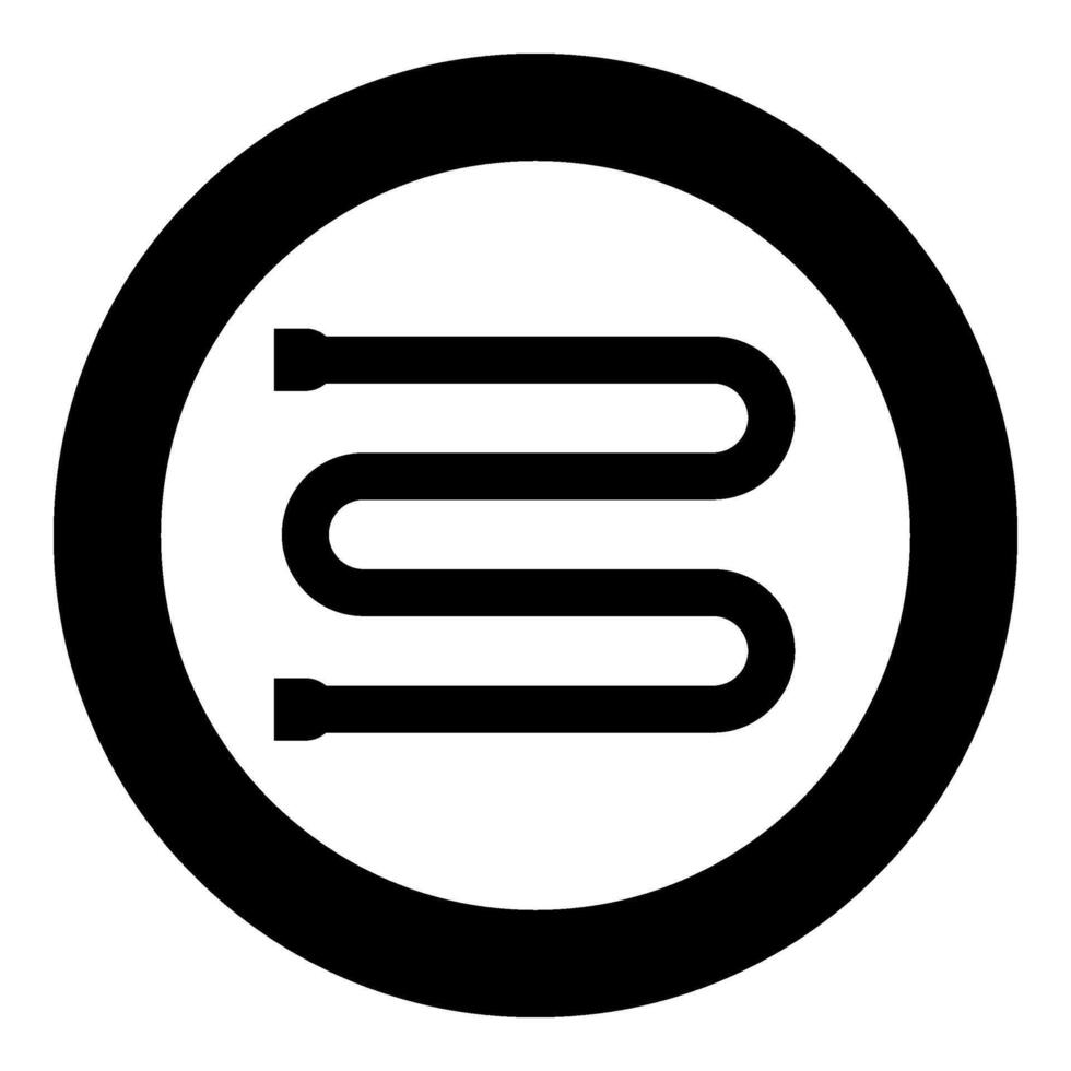 Heated towel rail dryer bathroom equipment icon in circle round black color vector illustration image solid outline style