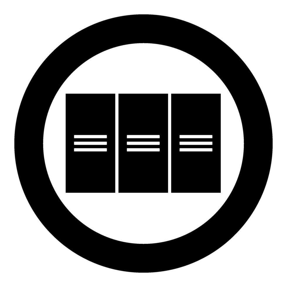 Metal cabinet steel lockers boxes icon in circle round black color vector illustration image solid outline style