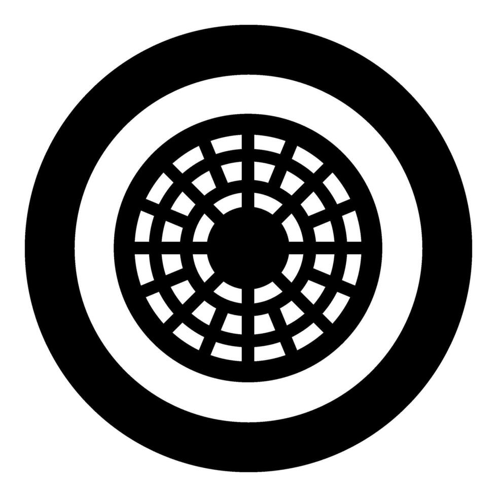 alcantarilla escotilla agujero de hombre cubrir icono en circulo redondo negro color vector ilustración imagen sólido contorno estilo