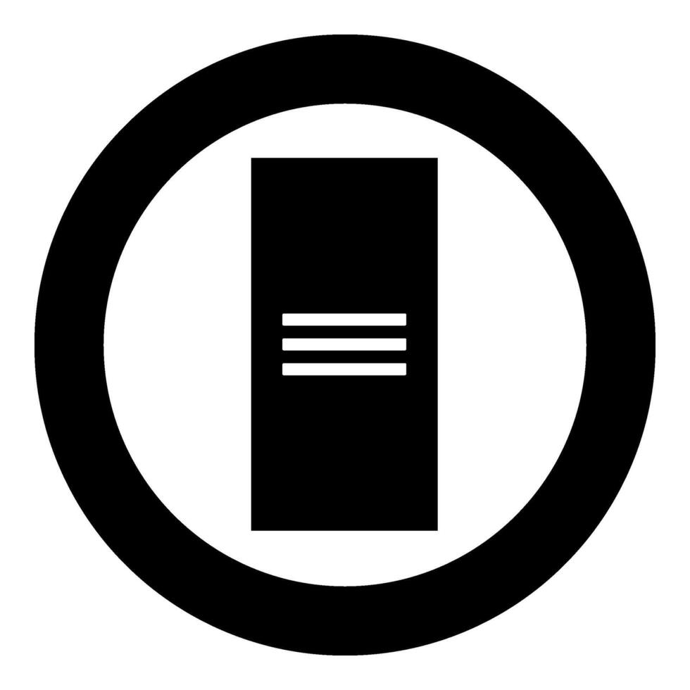 metal gabinete acero armario caja icono en circulo redondo negro color vector ilustración imagen sólido contorno estilo