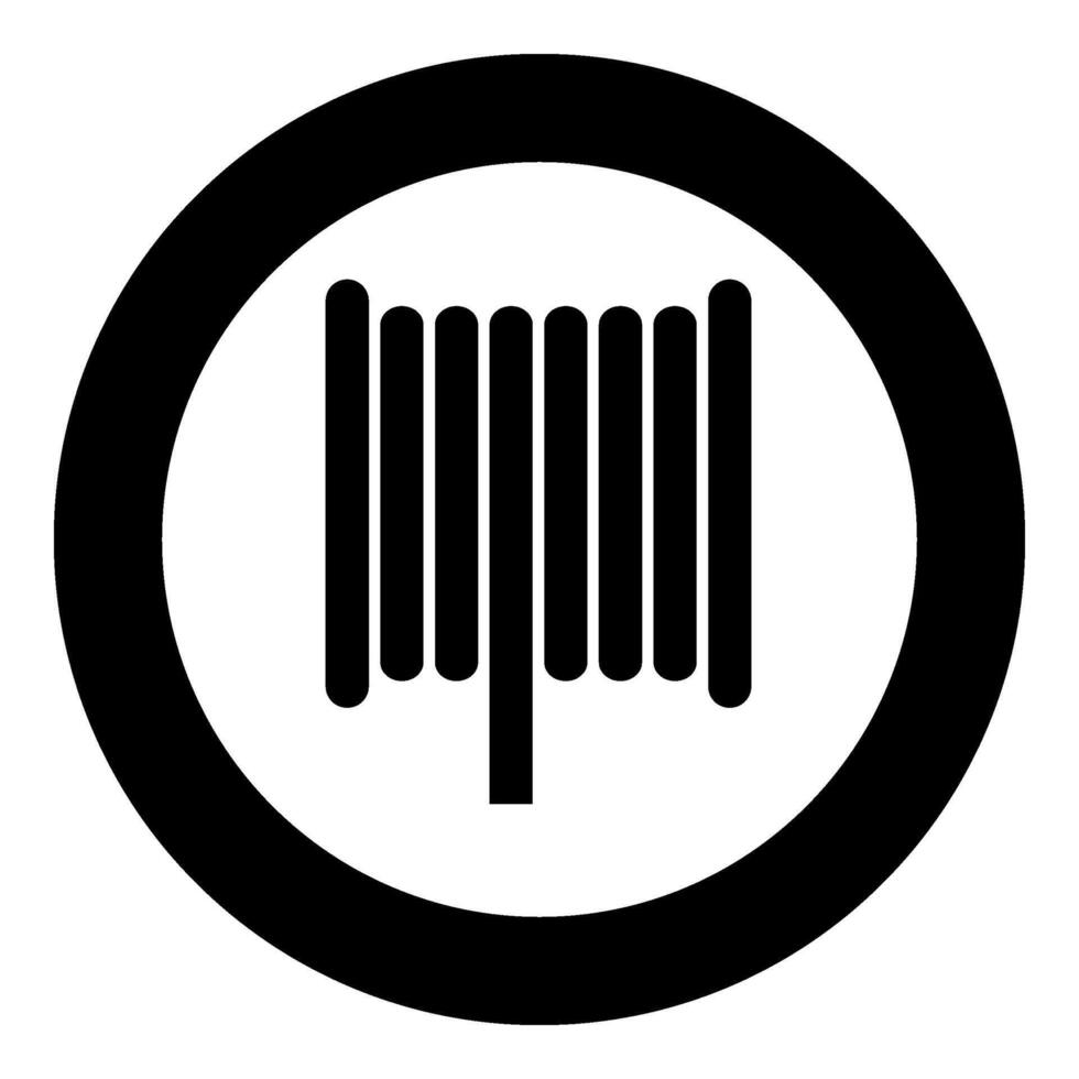 Cable coil wire reel spool icon in circle round black color vector illustration image solid outline style