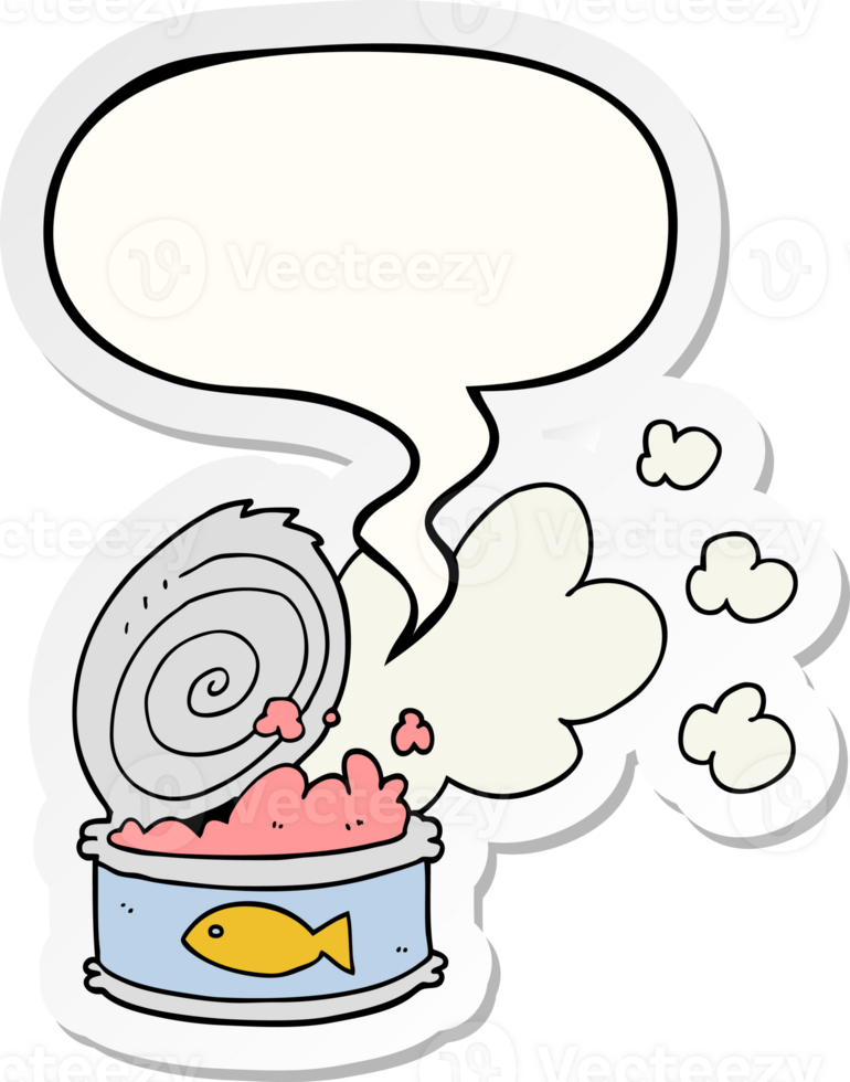 cartoon smelly can of fish and speech bubble sticker png
