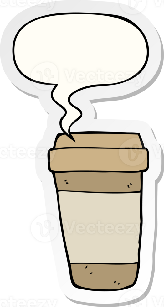 cartoon coffee cup and speech bubble sticker png