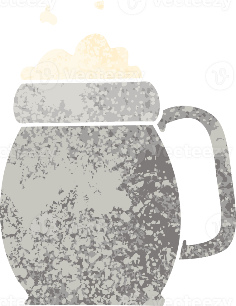 quirky retro illustration style cartoon pint of beer png
