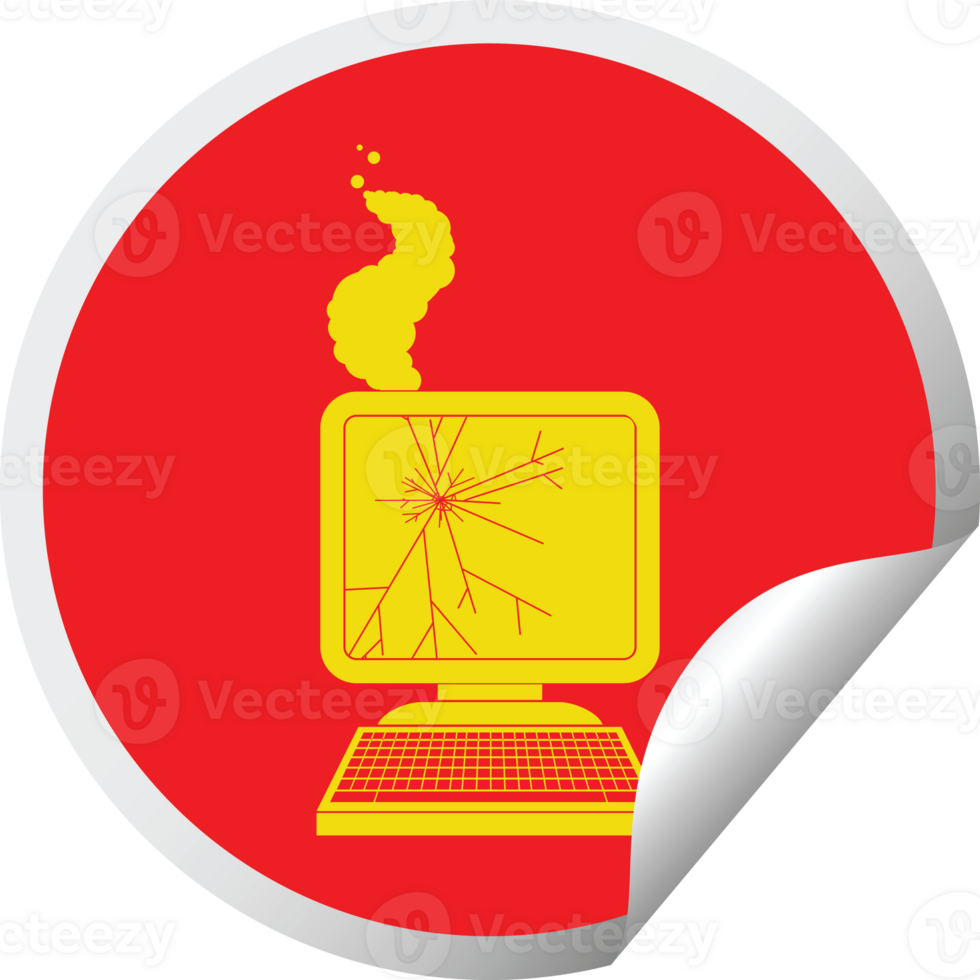 broken computer circular peeling sticker png