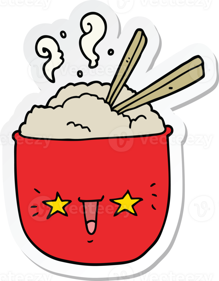 sticker of a cartoon rice bowl with face png
