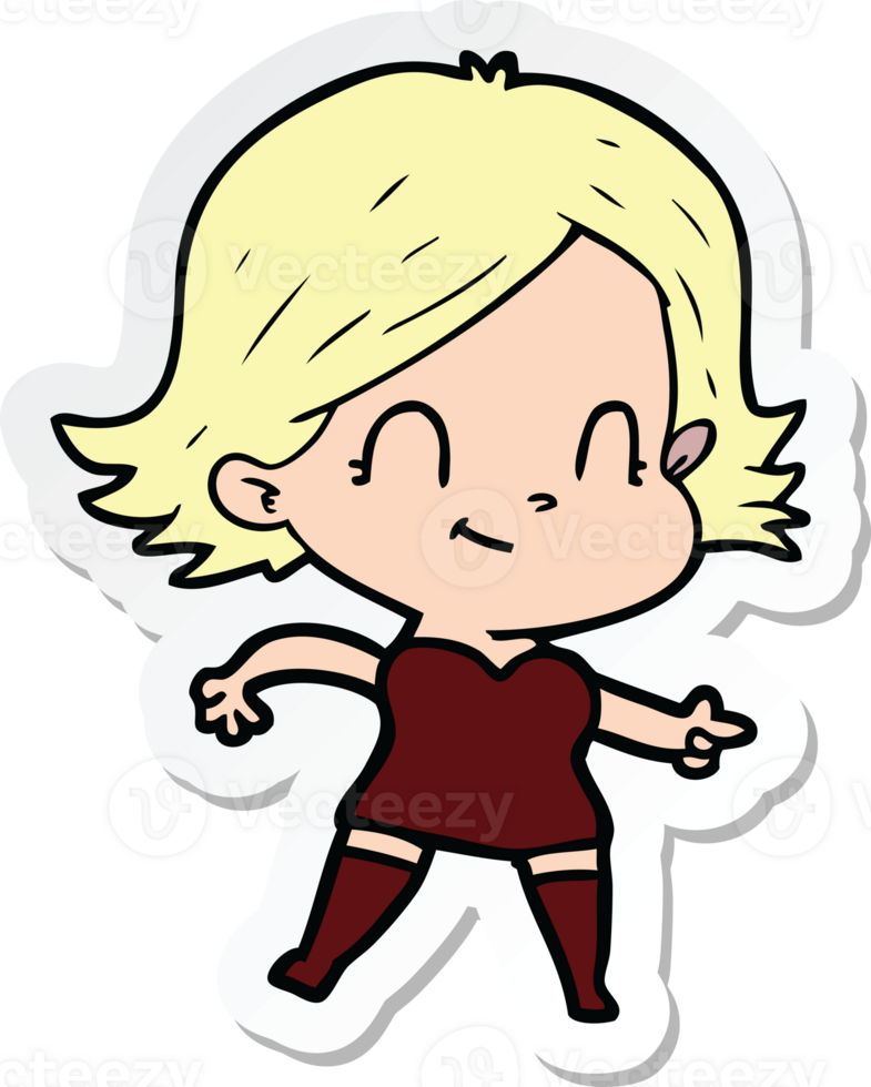 sticker of a cartoon friendly girl png