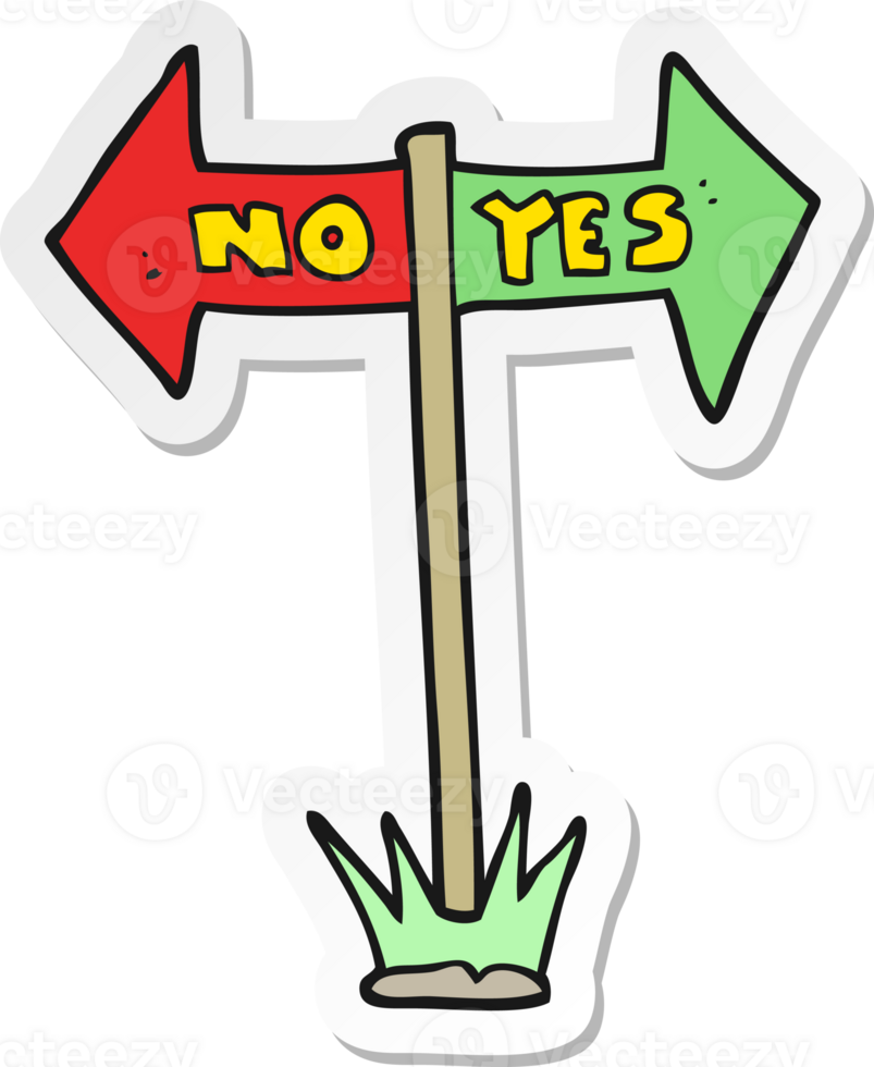 sticker of a cartoon yes and no sign png