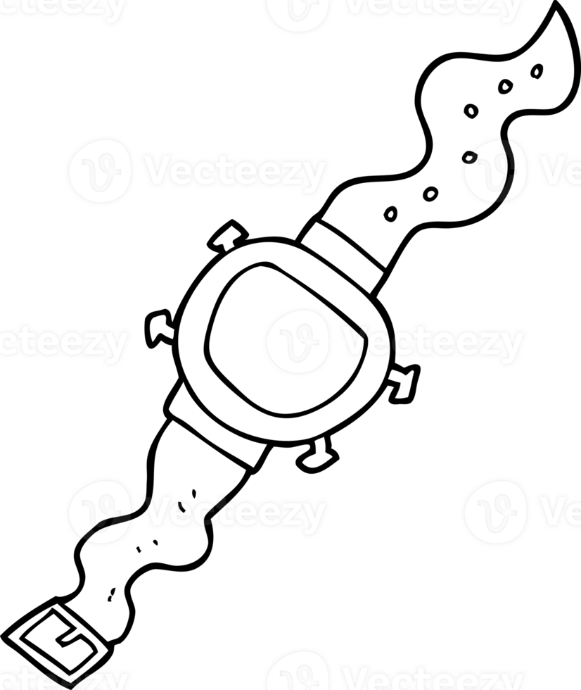 black and white cartoon wrist watch png