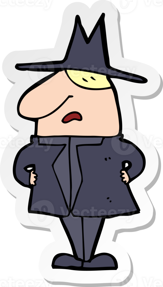 sticker of a cartoon man in coat and hat png