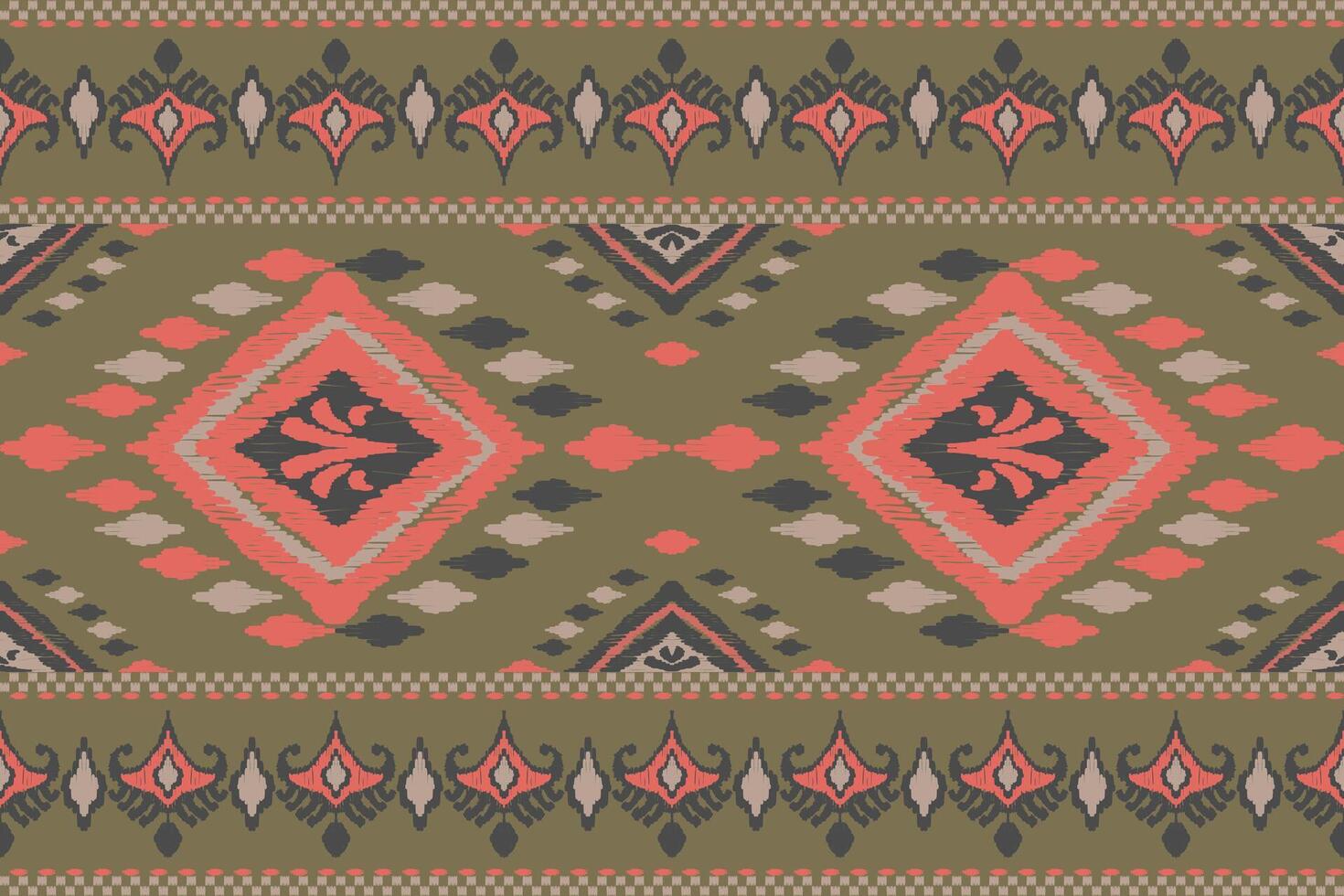 Ikat tribal Indian seamless pattern. Ethnic Aztec fabric carpet mandala ornament native boho chevron textile.Geometric African American oriental traditional vector illustrations. Embroidery style.