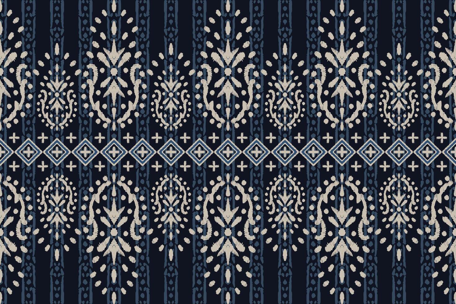 Ikat tribal Indian seamless pattern. Ethnic Aztec fabric carpet mandala ornament native boho chevron textile.Geometric African American oriental traditional vector illustrations. Embroidery style.