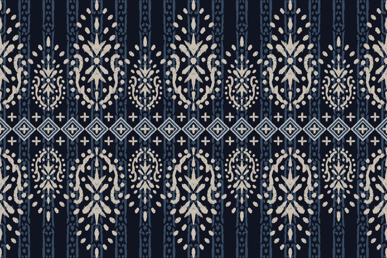 Ikat tribal Indian seamless pattern. Ethnic Aztec fabric carpet mandala ornament native boho chevron textile.Geometric African American oriental traditional vector illustrations. Embroidery style.