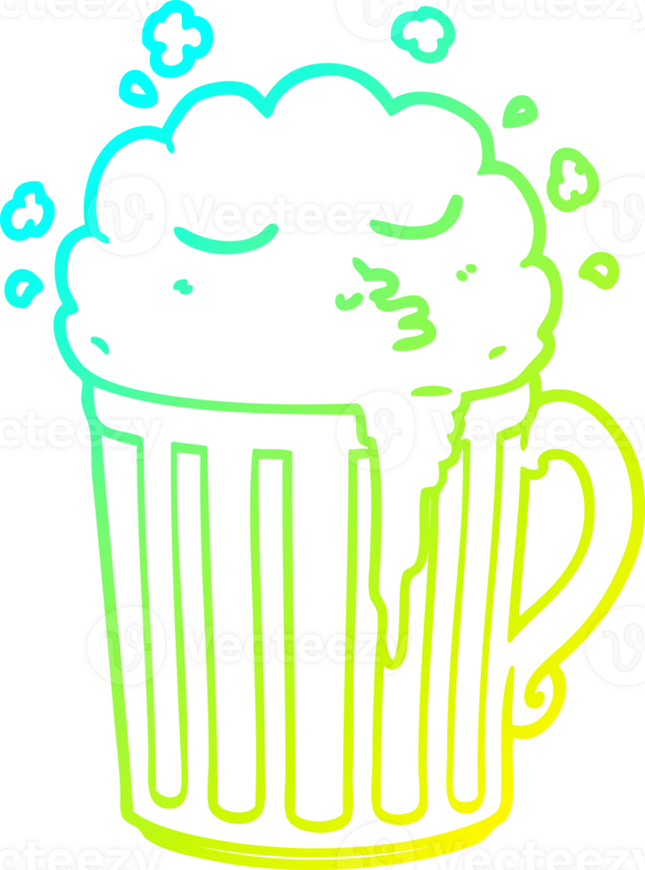 cold gradient line drawing cartoon mug of beer png