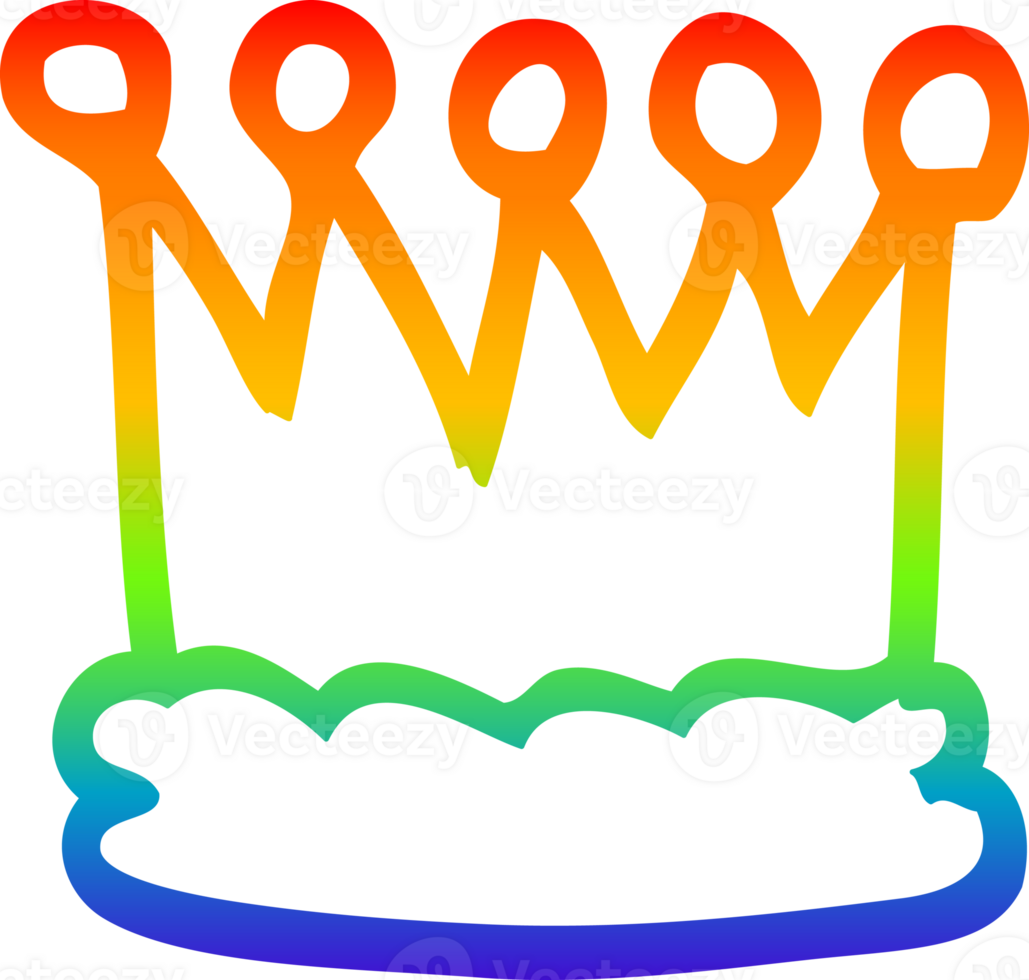 rainbow gradient line drawing cartoon crown png